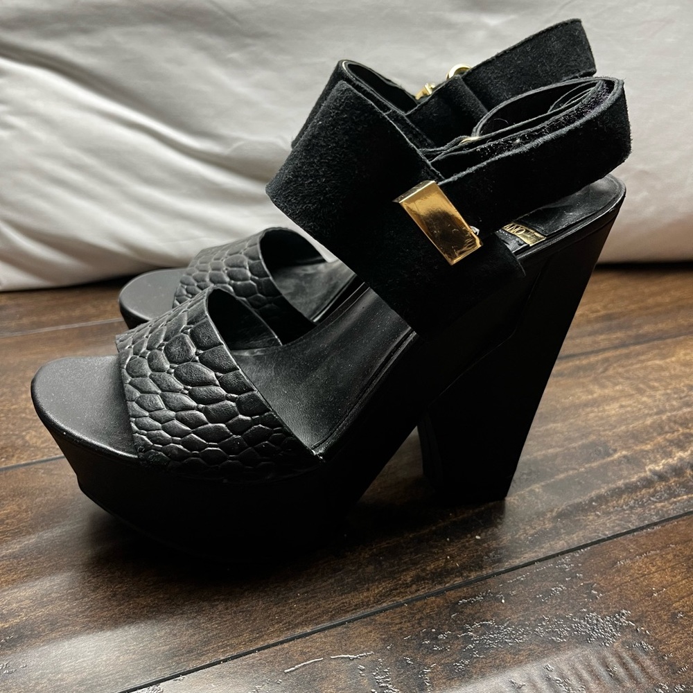 Marciano platform leather and croc platform heels size 6.5